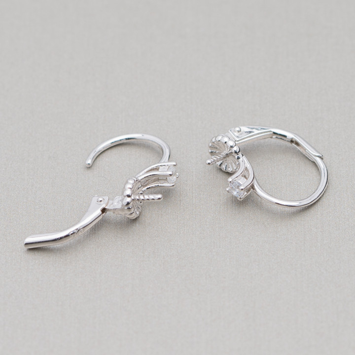 Ohrringbasis aus 925er Sterlingsilber mit geschlossenem Haken mit hellem Punkt 5x15mm 4 Paar Rhodium