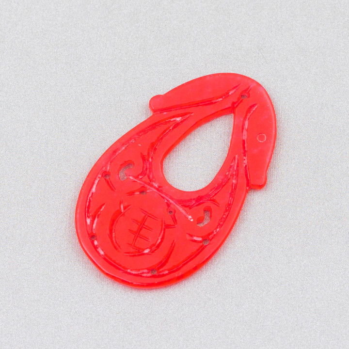 Burma Jade Component Χαραγμένο Πιάτο 2τμχ 25x40mm Κόκκινο