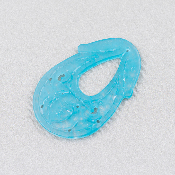 Burma Jade Component χαραγμένο πιάτο 2τμχ 25x40mm Τυρκουάζ