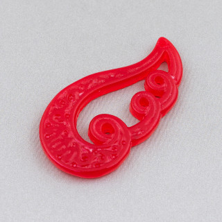 Burma Jade Component Engraved Plate 2pcs 27x50mm Red