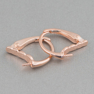 Boucles d'Oreilles Base Crochet Bébé 15x16mm Pour Perles Baroques Argent 925 4 Paires Or Rose