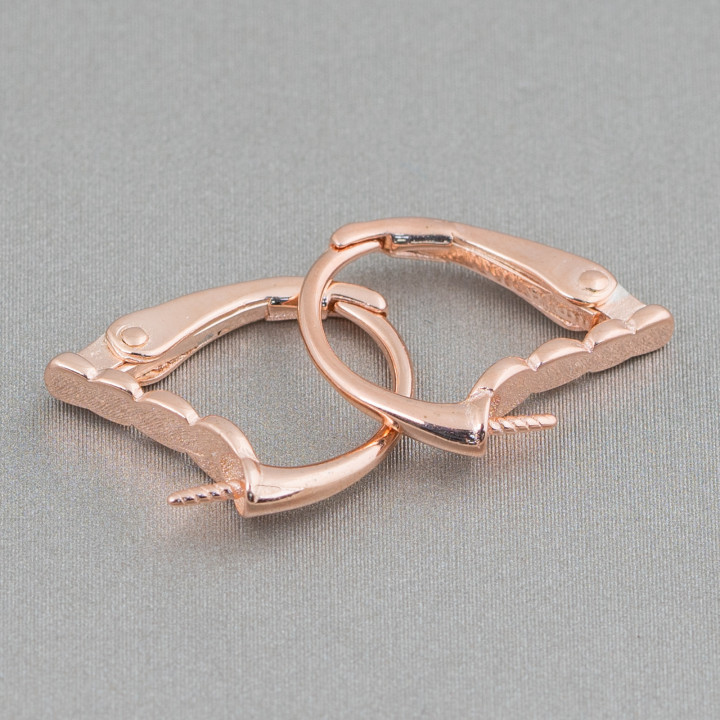 Base de Pendientes de Plata de Ley 925 Gancho Cerrado Bebé 15x16mm Para Perlas Barrocas 4 Pares Oro Rosa