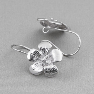 925 Sterling Silber Ohrring Basis Blumenhaken 14x23mm 3 Paar Rhodium
