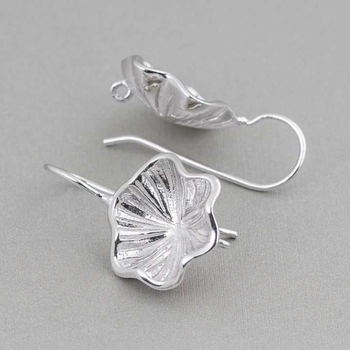 925 Sterling Silber Ohrring Basis Blumenhaken 15x20mm 2 Paar Rhodium