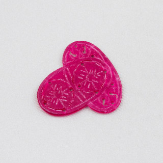 Componente Di Giada Burma Inciso Piastra 2pz 37-40mm Fucsia