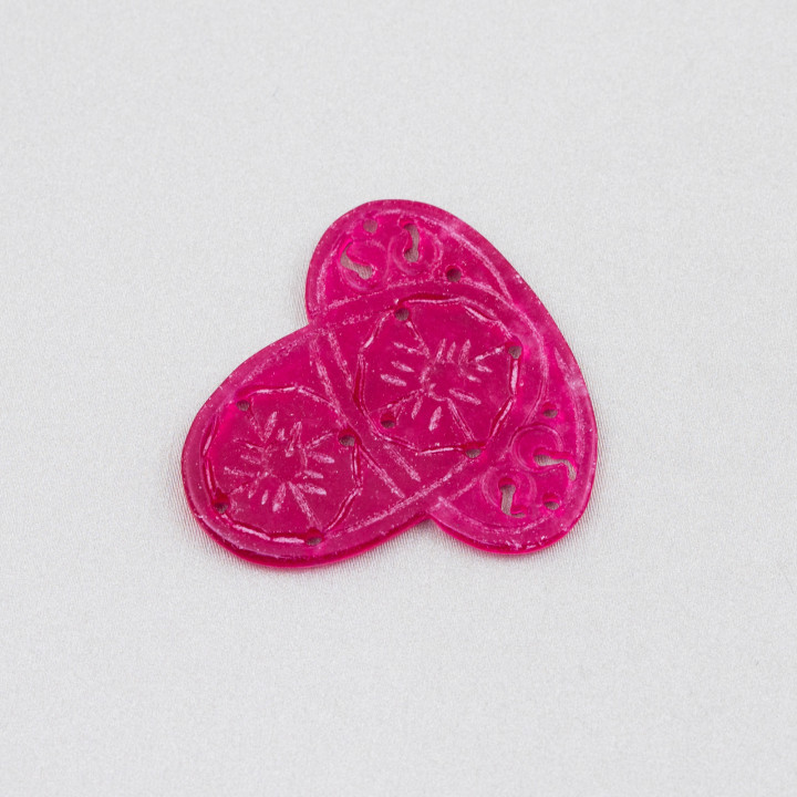 Jade Birman Composant Gravé Plaque 2pcs 37-40mm Fuchsia