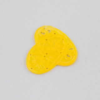 Componente Di Giada Burma Inciso Piastra 2pz 37-40mm Giallo