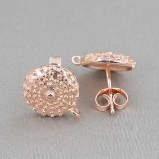 Aretes de Plata de Ley 925 Base 12mm 2 Pares Oro Rosa