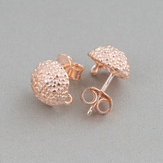 Ohrstecker aus 925er Sterlingsilber Basis granulierte Halbkugel 10 mm 2 Paar Roségold