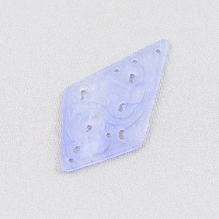 Burma Jade Component Engraved Plate 2pcs Kite 30x48mm Lilac