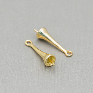 Base Pour Pendentif En Argent 925 Cône Avec Anneau 4x18mm 10pcs Doré