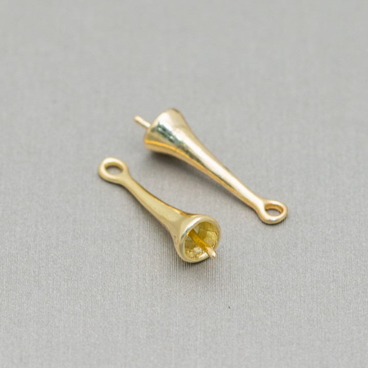 Base Per Pendente Di Argento 925 Cono Con Anellino 4x18mm 10pz Dorato