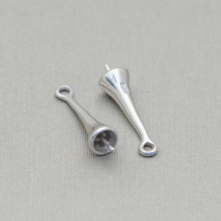 Base Pour Pendentif En Argent 925 Cône Avec Anneau 4x18mm 10pcs Rhodié