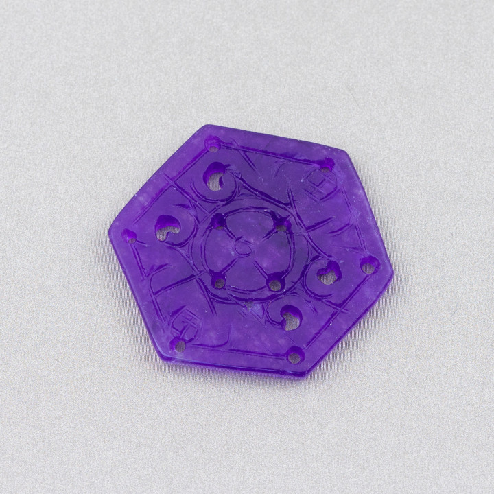 Componente Di Giada Burma Inciso Piastra 2pz Esagono 30mm Viola