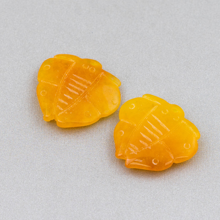 Componente Di Giada Burma Inciso Piastra 2pz Farfalla 20-22mm Giallo