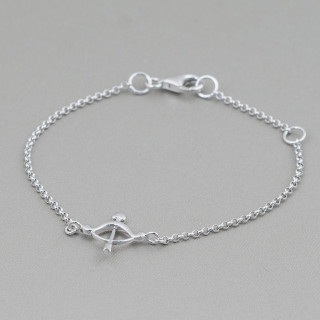 Bracciale Di Argento 925 Design Italy Con Centale Arco E Freccia Lunghezza 19cm-16,5cm Rodiato