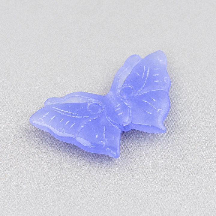 Jade Birman Composant Gravé Plaque 2pcs Papillon 25x45mm Lilas