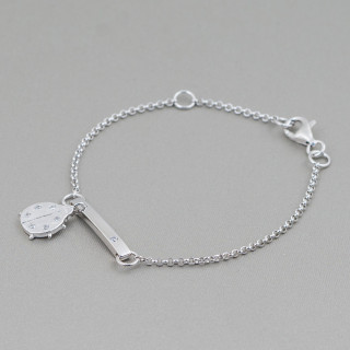 925 Silber Armband Design Italien mit Marienkäfer Mittellänge 19cm-16.5cm Rhodium