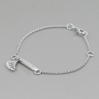 Pulsera de Plata 925 Diseño Italia Con Corazón Roto Central Longitud 19cm-16.5cm Rodiada