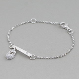 Bracciale Di Argento 925 Design Italy Con Centale Lucchetto Lunghezza 19cm-16,5cm Dorato