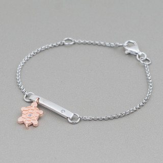 Βραχιόλι από ασήμι 925 Σχέδιο Ιταλία με ροζ χρυσό Χελώνα στο κέντρο Μήκος 19cm-16,5cm Ρόδιο