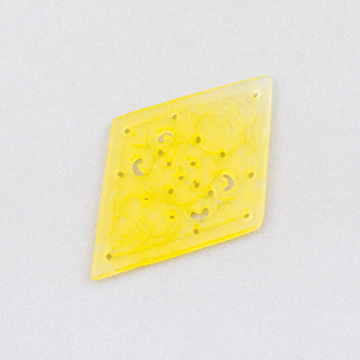 Composant Jade Birman Plaque Gravée 2pcs Losange 33x50mm Jaune
