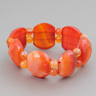 Bracciale Di Pietre Dure A Barrette 28mm Corniola Ovale Sfaccettato 28x22mm Sfumato Chiaro