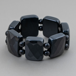 Edelsteinarmband mit Stäben 28mm Onyx Facettiertes Rechteck 28x23mm
