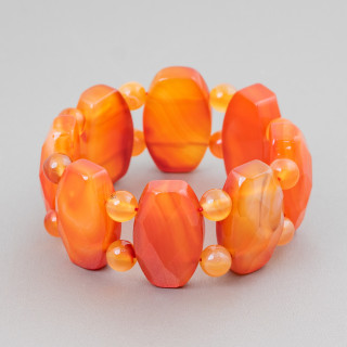 Bracelet Pierres Précieuses Barres 29mm Cornaline Ovale Facette 29x18mm Clair Dégradé