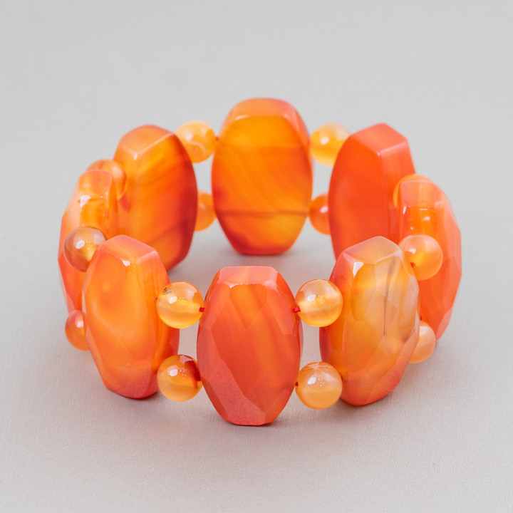 Bracciale Di Pietre Dure A Barrette 29mm Corniola Ovale Sfaccettato 29x18mm Chiaro Sfumato