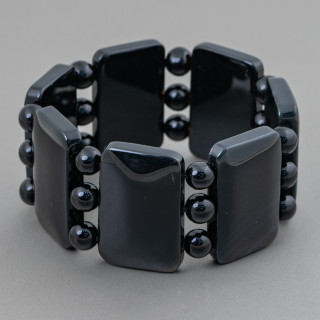 Edelsteinarmband mit Stäben 35 mm Onyx Glattes Rechteck 35 x 22 mm