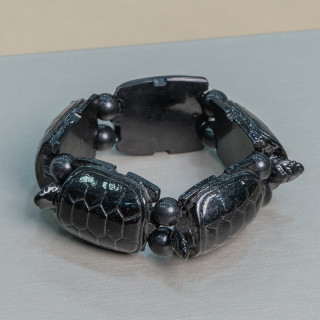 Brazalete de piedras preciosas de tortuga grande 30x42 mm Resina negra