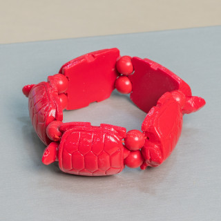 Brazalete Tortuga Grande Piedra Preciosa 30x42mm Resina Roja