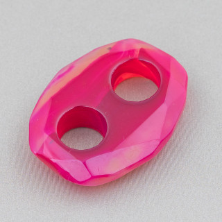 Composant Pendentif Ovale Perforé Facette 28x35mm 2pcs Agate Fuchsia
