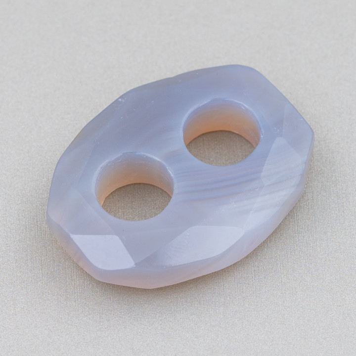 Komponenten-Anhänger Oval Perforiert Facettiert 28x35mm 2St Grauer Achat
