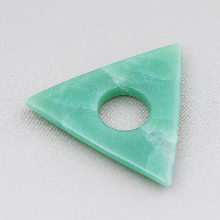 Komponenten-Anhänger, gewelltes Dreieck, perforiert, 50 x 50 mm, grüner Aventurin