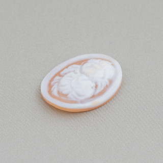 Χειροποίητο Cameo Made in Italy από Sardonyx Shell Flowers Oval 18x25mm 2τμχ Mod1