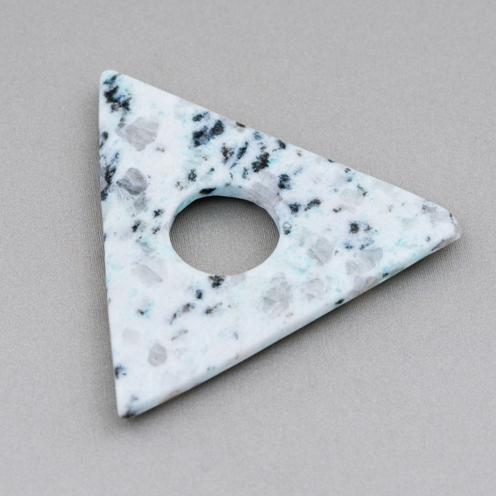 Composant Pendentif Triangle Ondulé Percé 50x50mm Kiwi Jade