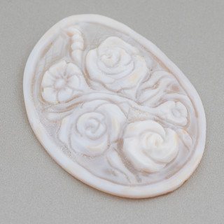 Χειροποίητο Cameo Made in Italy από λουλούδια Sardonic Shell Oval 42x55mm 1pc Mod3