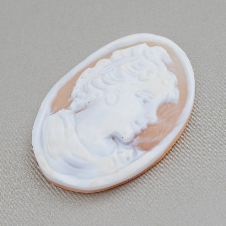 Χειροποίητο Cameo Made in Italy από Sardonic Shell Οβάλ Γυναικείο Πρόσωπο 30x40mm 1τμχ Mod1