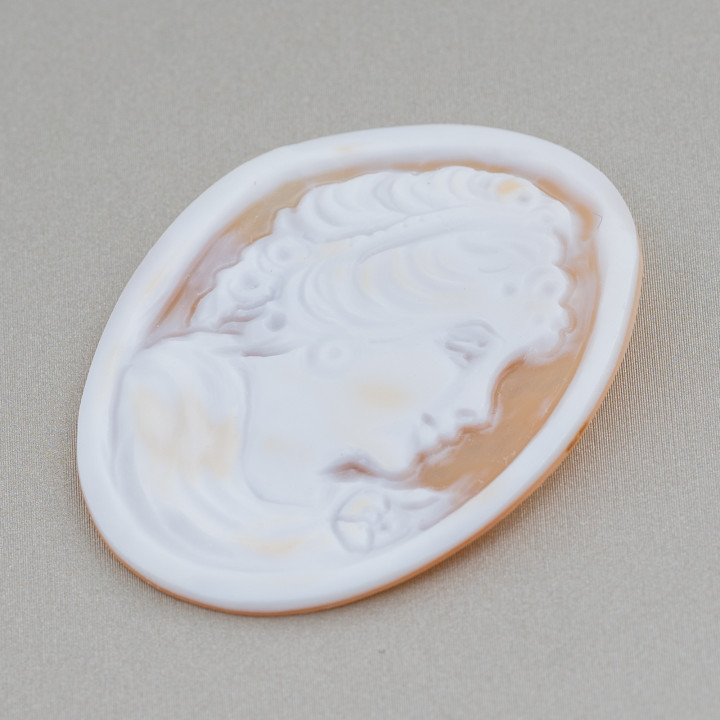 Hand Engraved Cameo Made in Italy of Sardonic Shell Oval Women's Face 35x45mm 1pc Mod2
