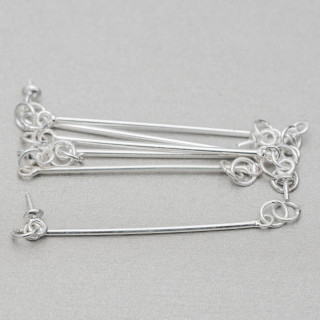 Nails Double Ring 925 Silver Pins 35mm Wire 0.90mm 10g Silver Plated