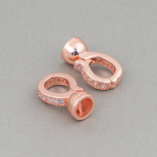 Verschluss aus 925er Silber mit Zirkonia-Stirnband, 8 mm und 6 mm Cups, 3 Paar Roségold