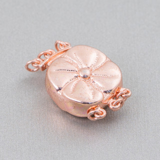 Schließe aus 925 Silber Fantasieblume Quandrato mit Knopfmechanismus 13 x 20 mm 1 Stück Roségold