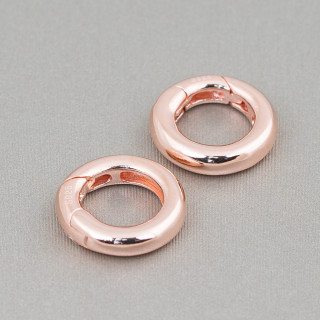 Chiusura Di Argento 925 Gancio A Ciambella Con Molla 15mm 2pz Oro Rosa