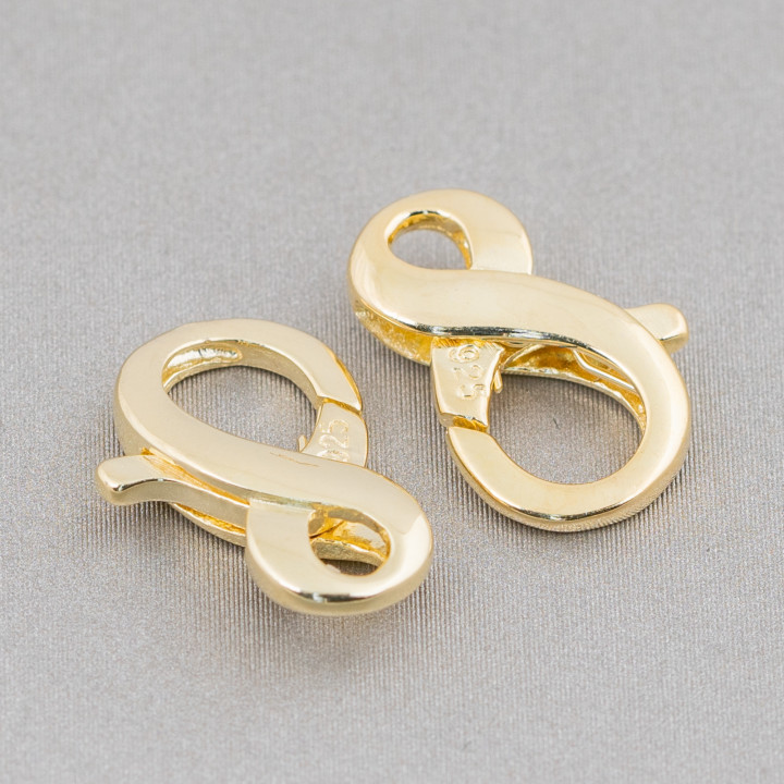 Chiusura Di Argento 925 Moschettone Infinito 10x15mm 4pz Dorato