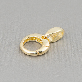 925 Sterling Silber Runde Karabinerverschluss mit Haken 11x17mm 4St Golden