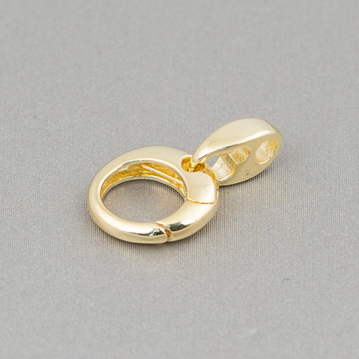 925 Sterling Silber Runde Karabinerverschluss mit Haken 11x17mm 4St Golden