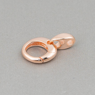 925 Silver Round Spring Clasp With Hook 11x17mm 4pcs Rose Gold