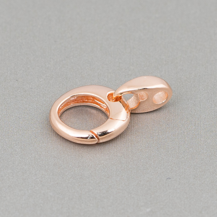 925 Sterling Silber Runde Federschließe mit Haken 11x17mm 4 Stk. Roségold